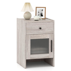 Farmhouse Nightstand Fluted Bed Side Table with Large Drawer product